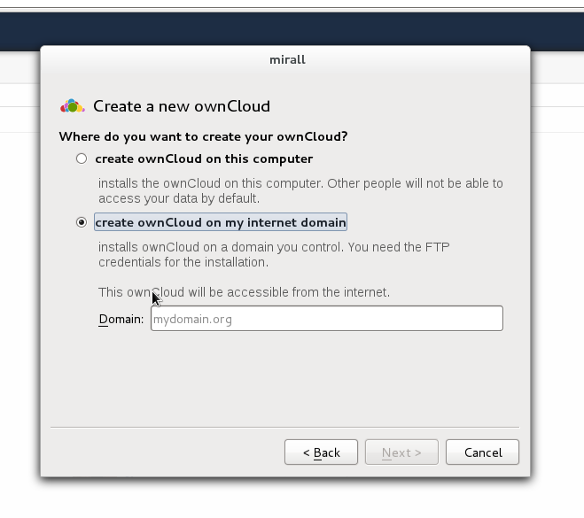 creating a new ownCloud
