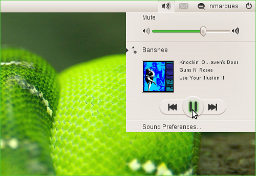Image of the music player indicator controlling Banshee