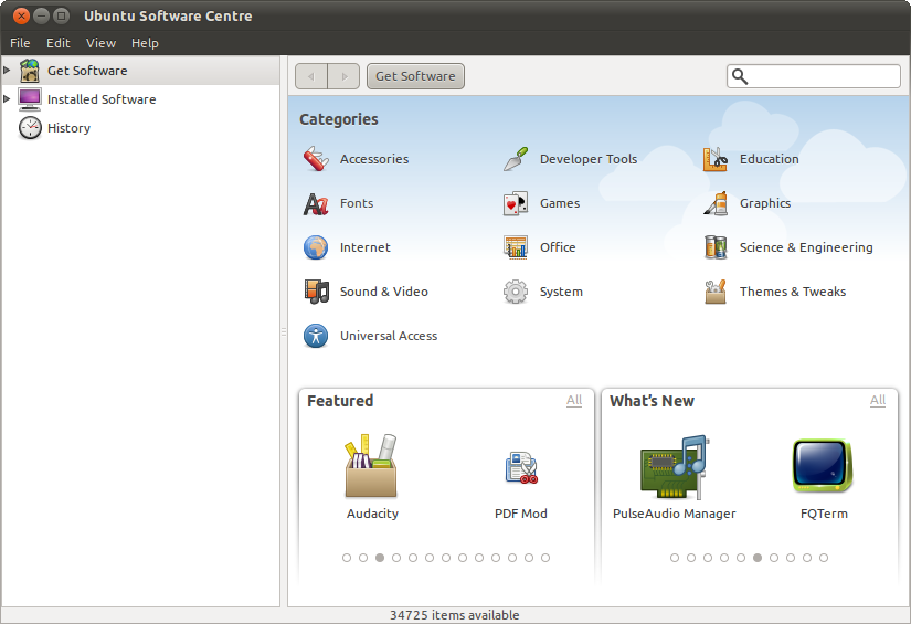 screenshot of the Ubuntu Software Centre