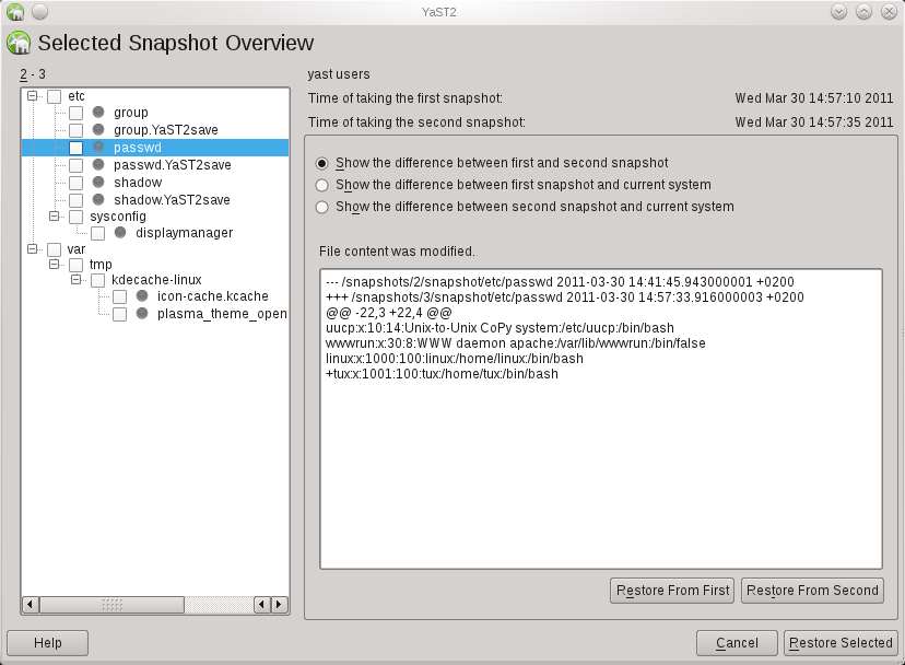 openSUSE snapper in action