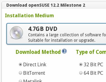screenshot of M2 on openSUSE download site